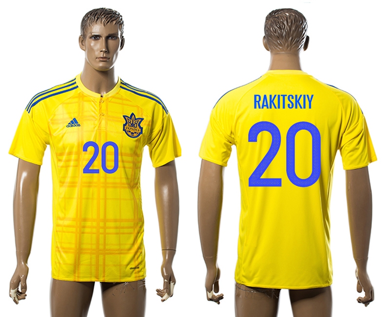 Ukraine #20 Rakitskiy Home Soccer Country Jersey